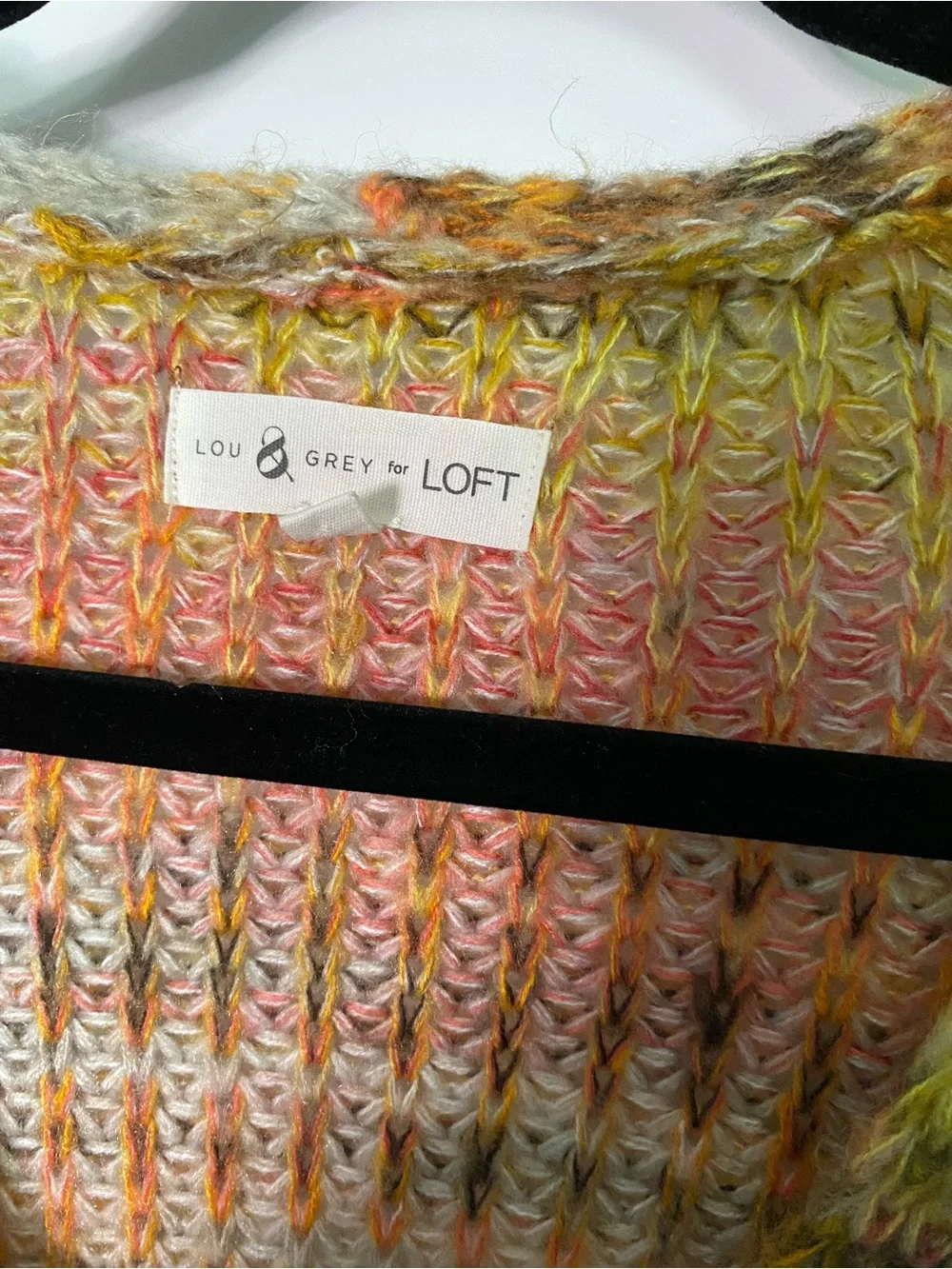 Ann Taylor LOFT Multicolor V-Neck Knit Sweater Chunky Size Small